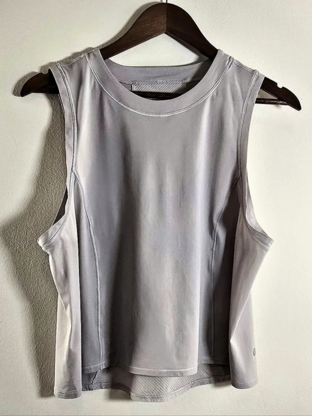 Lululemon Grey Lavender Mesh Panel High Neck Activewear Tank Top Size L